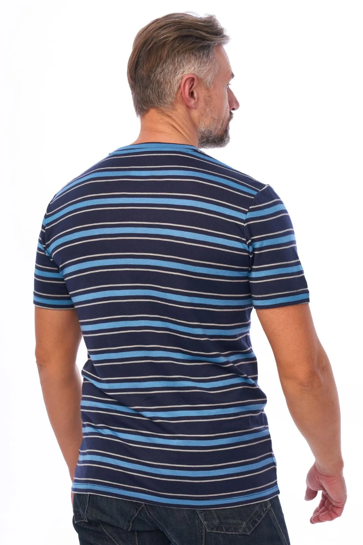 Men's Merino Sport T-shirt Black Sky Stripe