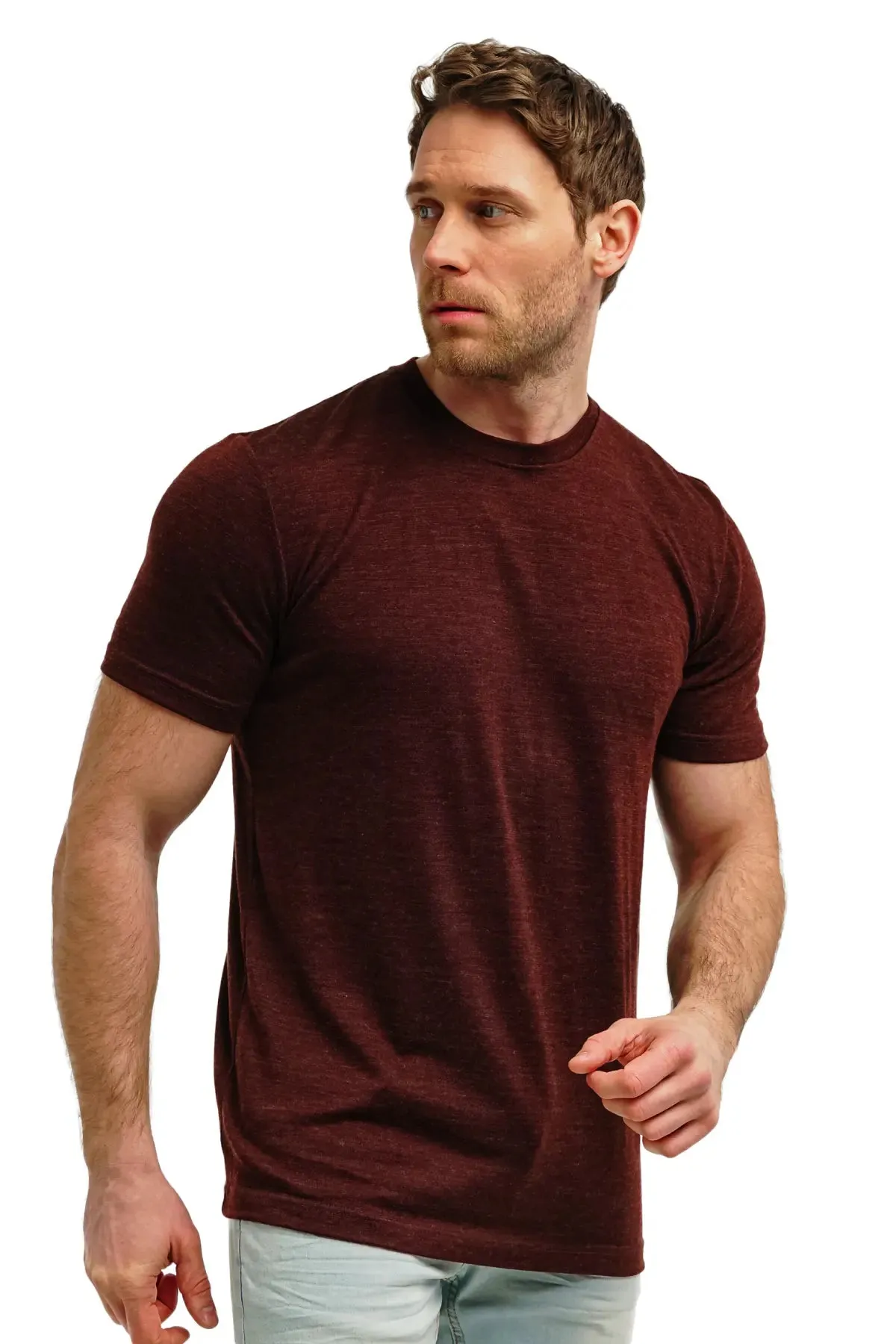 Men's Merino T-shirt 165 Bordo Melange