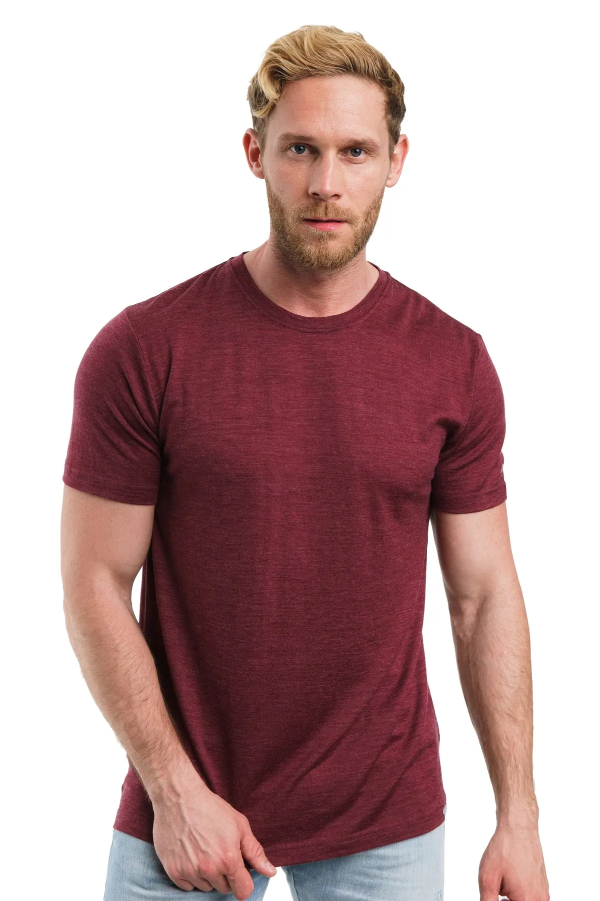 Men's Merino T-shirt 165 Burgundy Melange