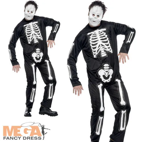 Mens Skeleton Jumpsuit Costume Creepy Outfit