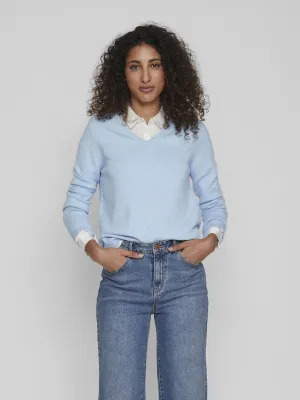 MIELA V-NECK JUMPER (BLUE MELANGE)