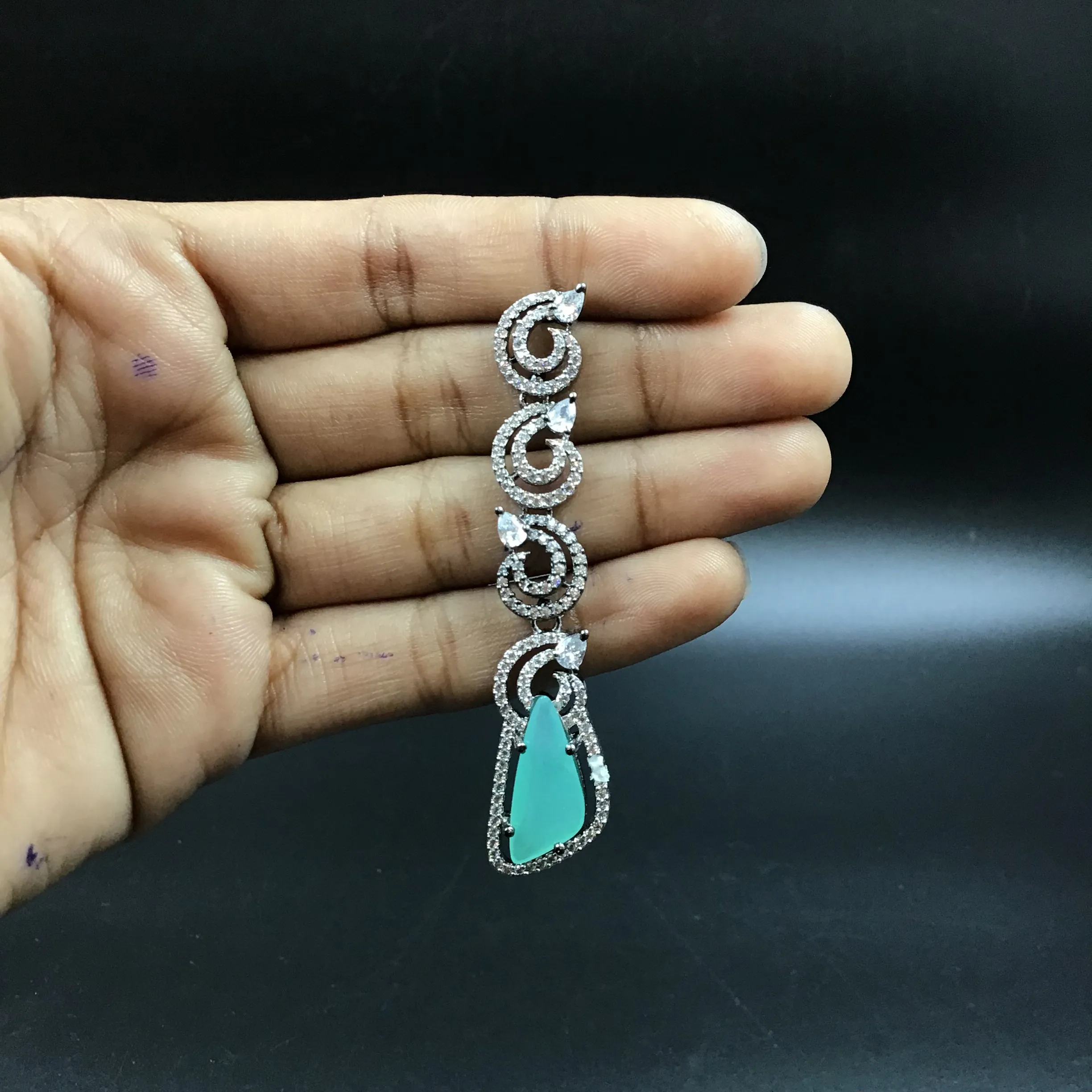 Mint Green Zircon/AD Earring 9124-3544