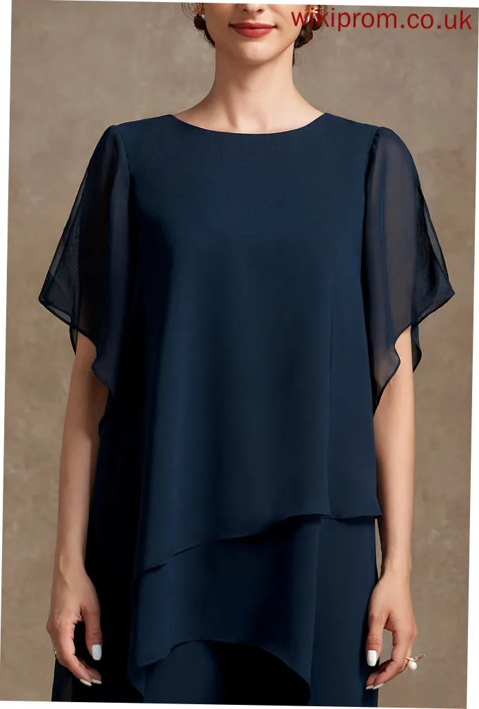 Mother of the Bride Dresses Bride Scoop Gladys of Jumpsuit/Pantsuit Dress the Ankle-Length Chiffon Mother Neck