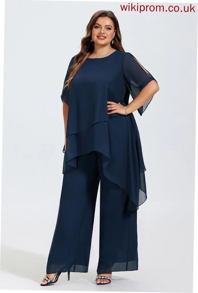 Mother of the Bride Dresses Bride Scoop Gladys of Jumpsuit/Pantsuit Dress the Ankle-Length Chiffon Mother Neck