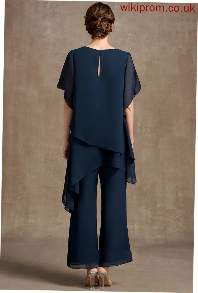 Mother of the Bride Dresses Bride Scoop Gladys of Jumpsuit/Pantsuit Dress the Ankle-Length Chiffon Mother Neck
