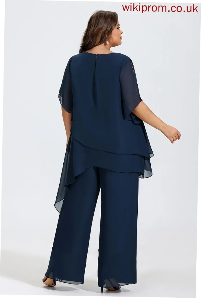 Mother of the Bride Dresses Bride Scoop Gladys of Jumpsuit/Pantsuit Dress the Ankle-Length Chiffon Mother Neck