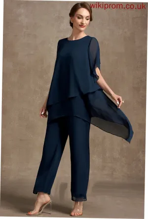 Mother of the Bride Dresses Bride Scoop Gladys of Jumpsuit/Pantsuit Dress the Ankle-Length Chiffon Mother Neck