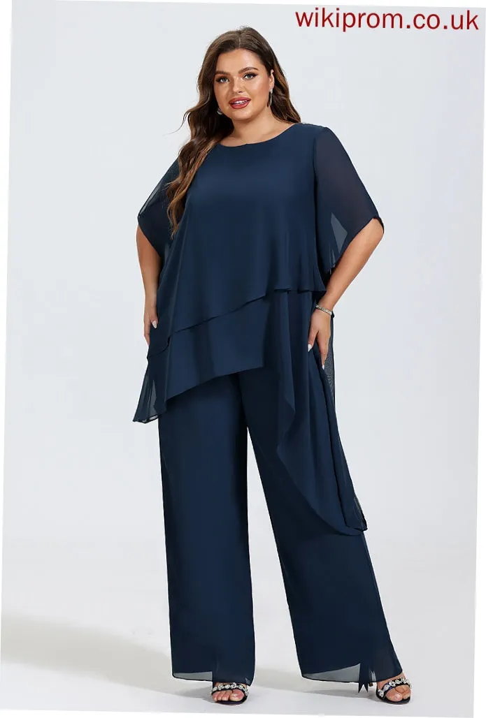 Mother of the Bride Dresses Bride Scoop Gladys of Jumpsuit/Pantsuit Dress the Ankle-Length Chiffon Mother Neck
