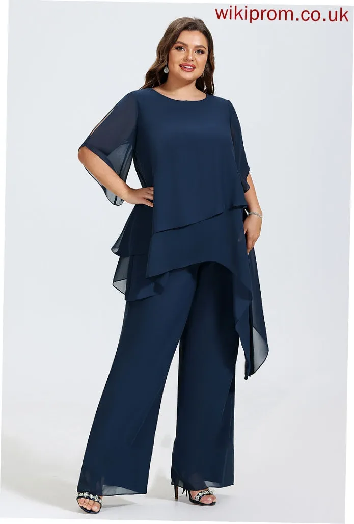 Mother of the Bride Dresses Bride Scoop Gladys of Jumpsuit/Pantsuit Dress the Ankle-Length Chiffon Mother Neck