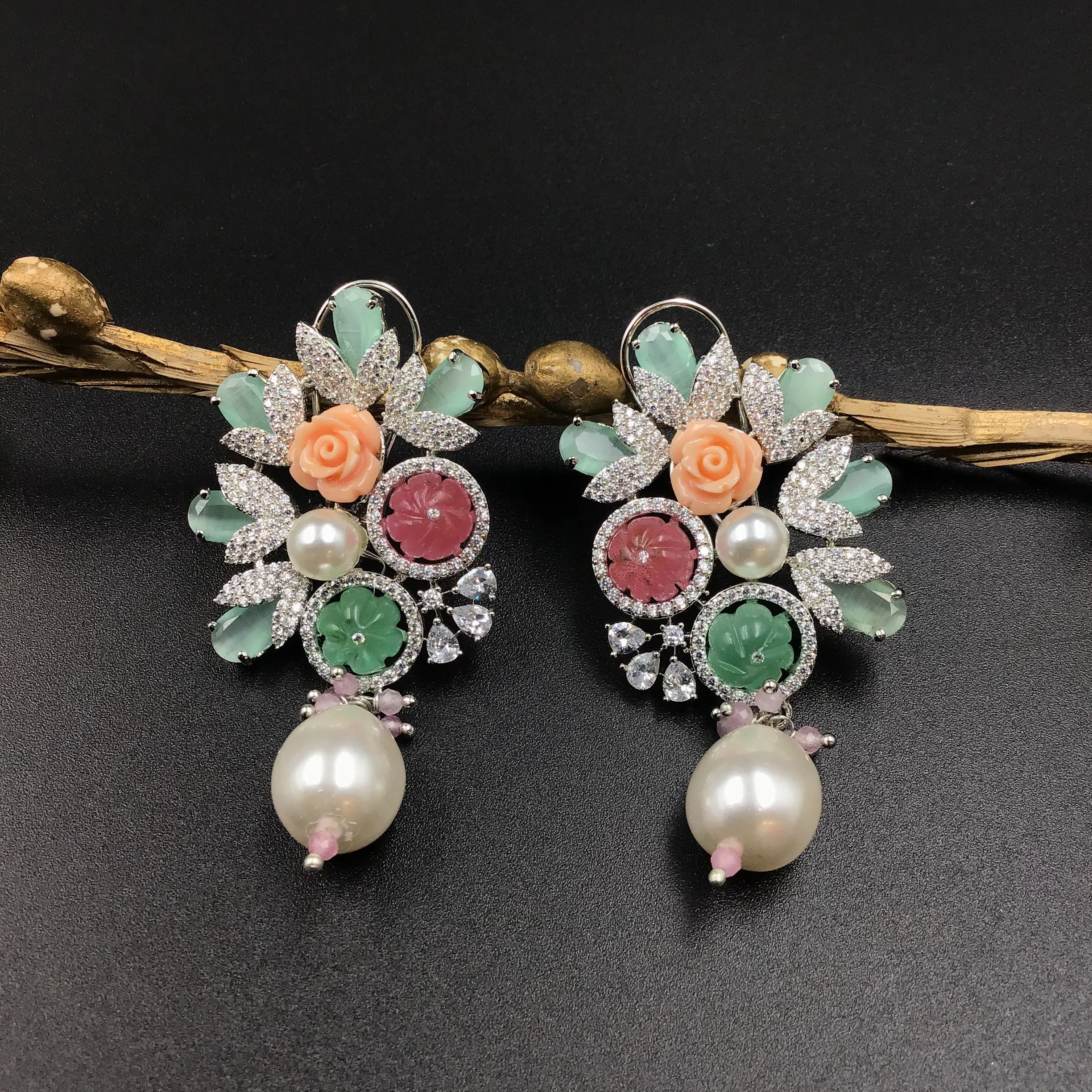 Multi Color Zircon/AD Light Earring 17737