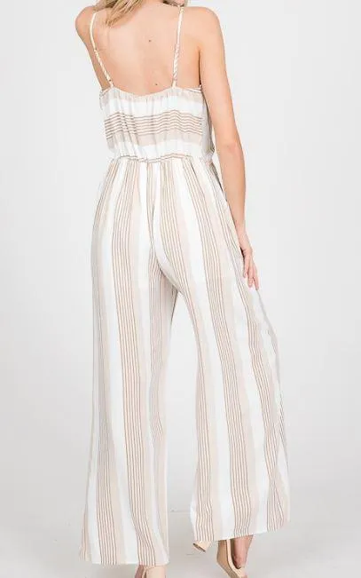Multi Stripe Belted Jumpsuit