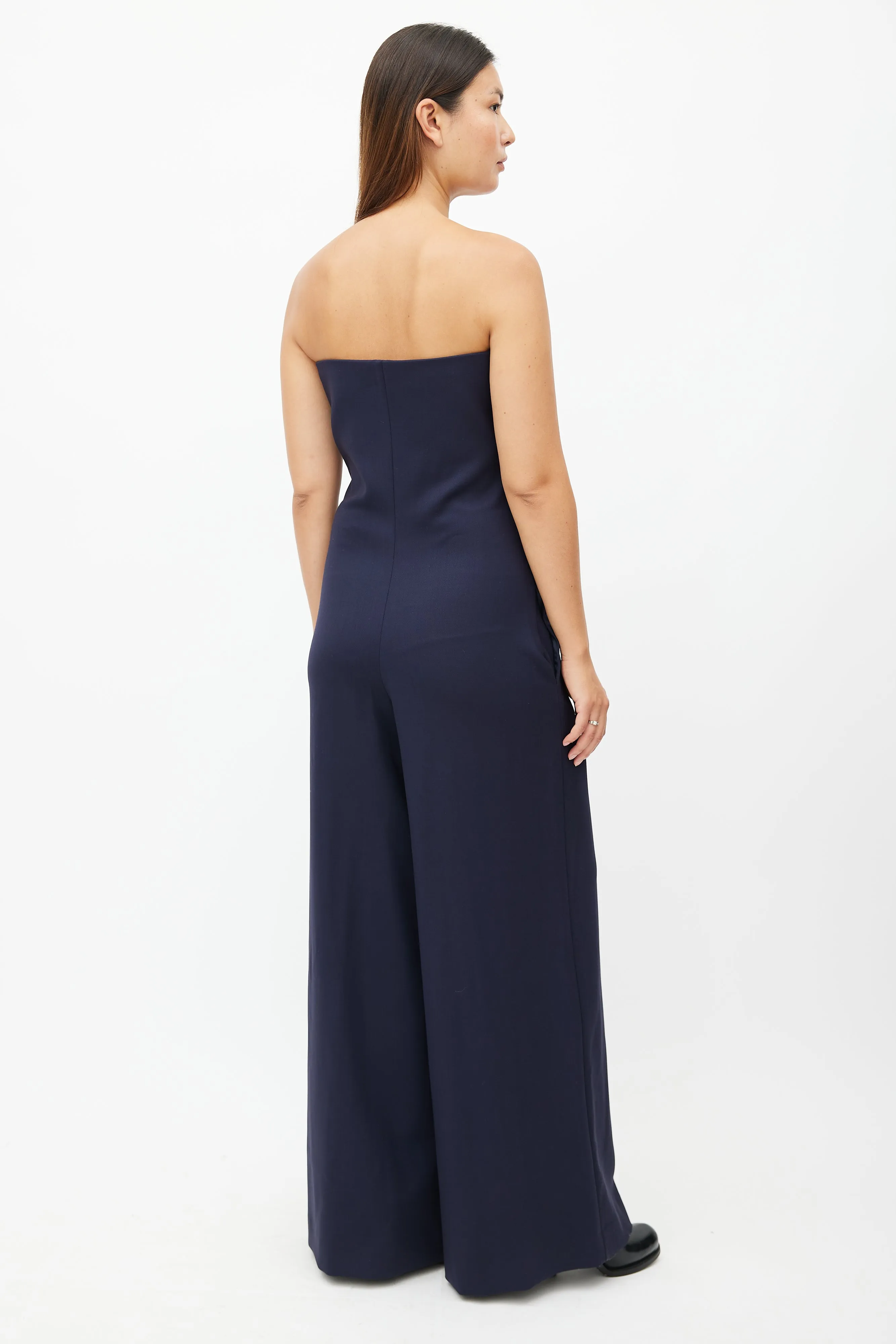 Navy Wool Sleeveless Jumpsuit