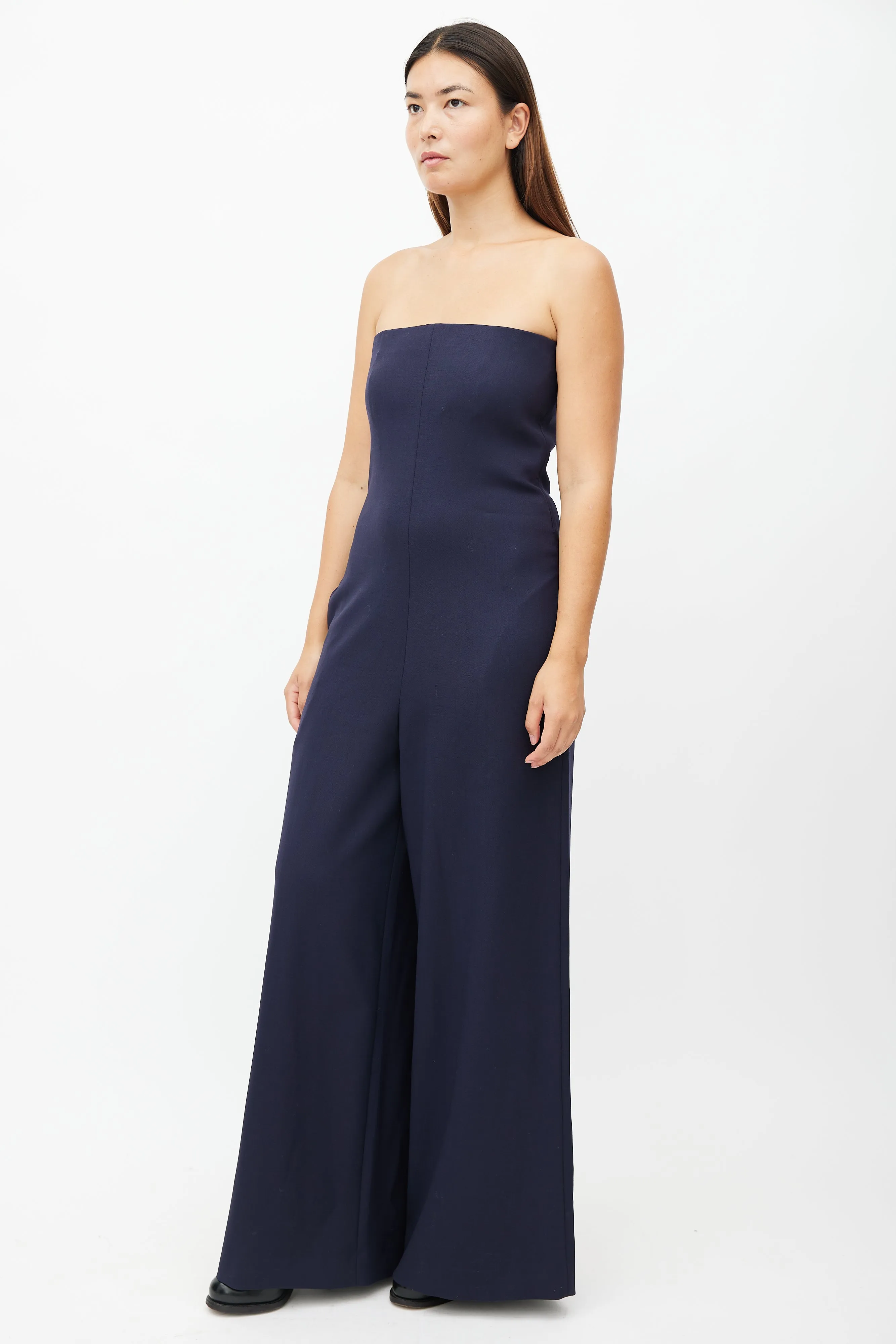 Navy Wool Sleeveless Jumpsuit