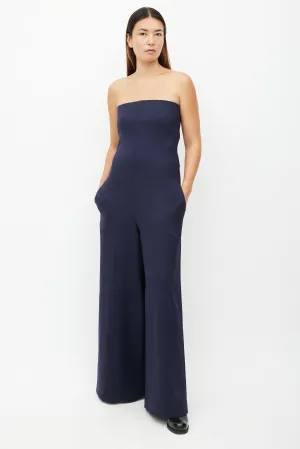 Navy Wool Sleeveless Jumpsuit