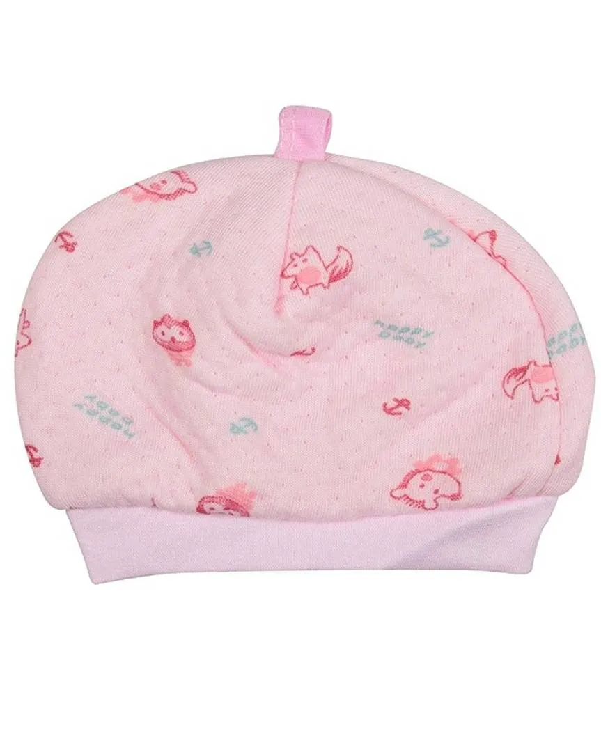 Newborn Baby High Quality Soft Feel Cotton Polyester Blend Top Pyjama With Cap And Bib Set For New Born Babies (0-3 Months) PRINT MAY VARY