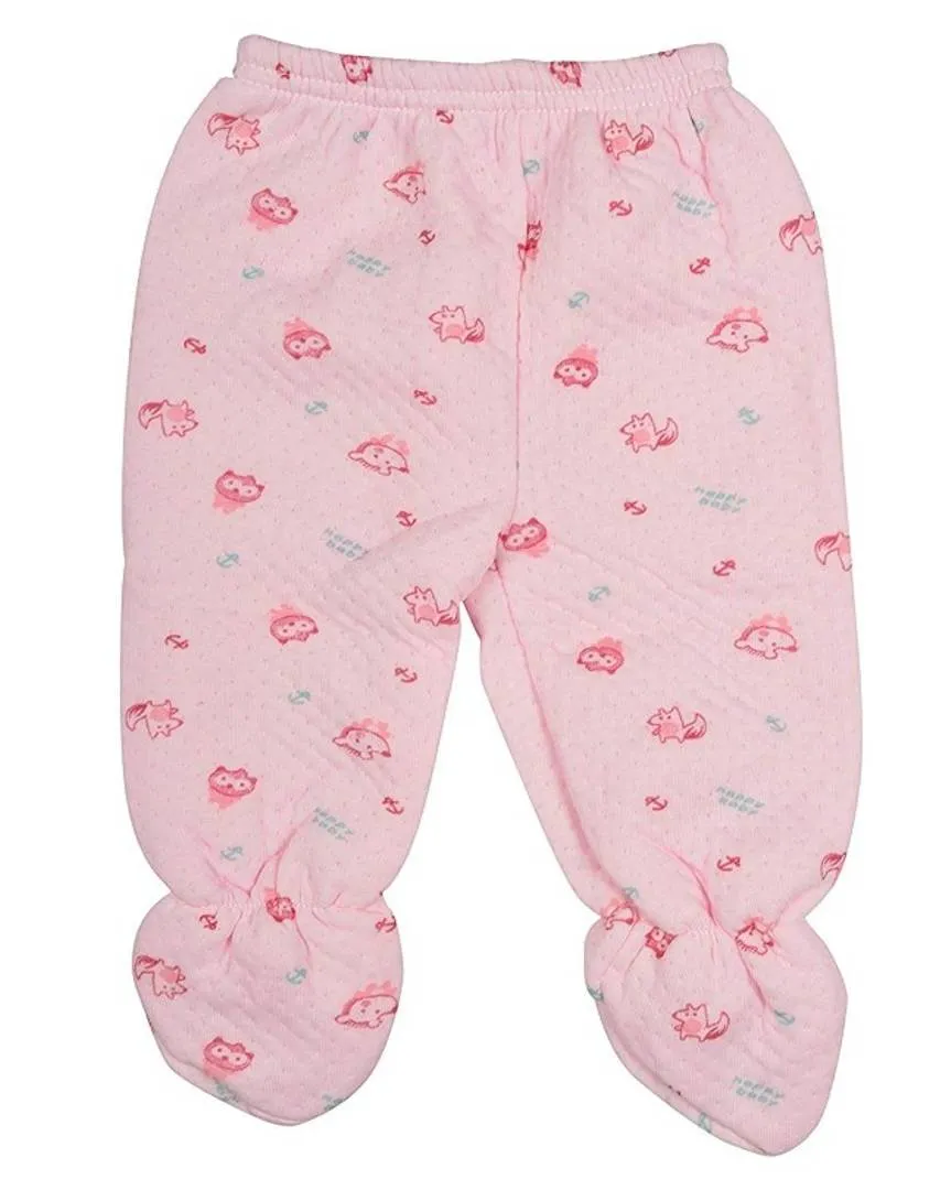 Newborn Baby High Quality Soft Feel Cotton Polyester Blend Top Pyjama With Cap And Bib Set For New Born Babies (0-3 Months) PRINT MAY VARY