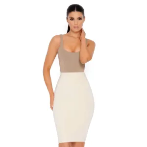 Number 1 Fit Double Layered Midi Skirt in Cream
