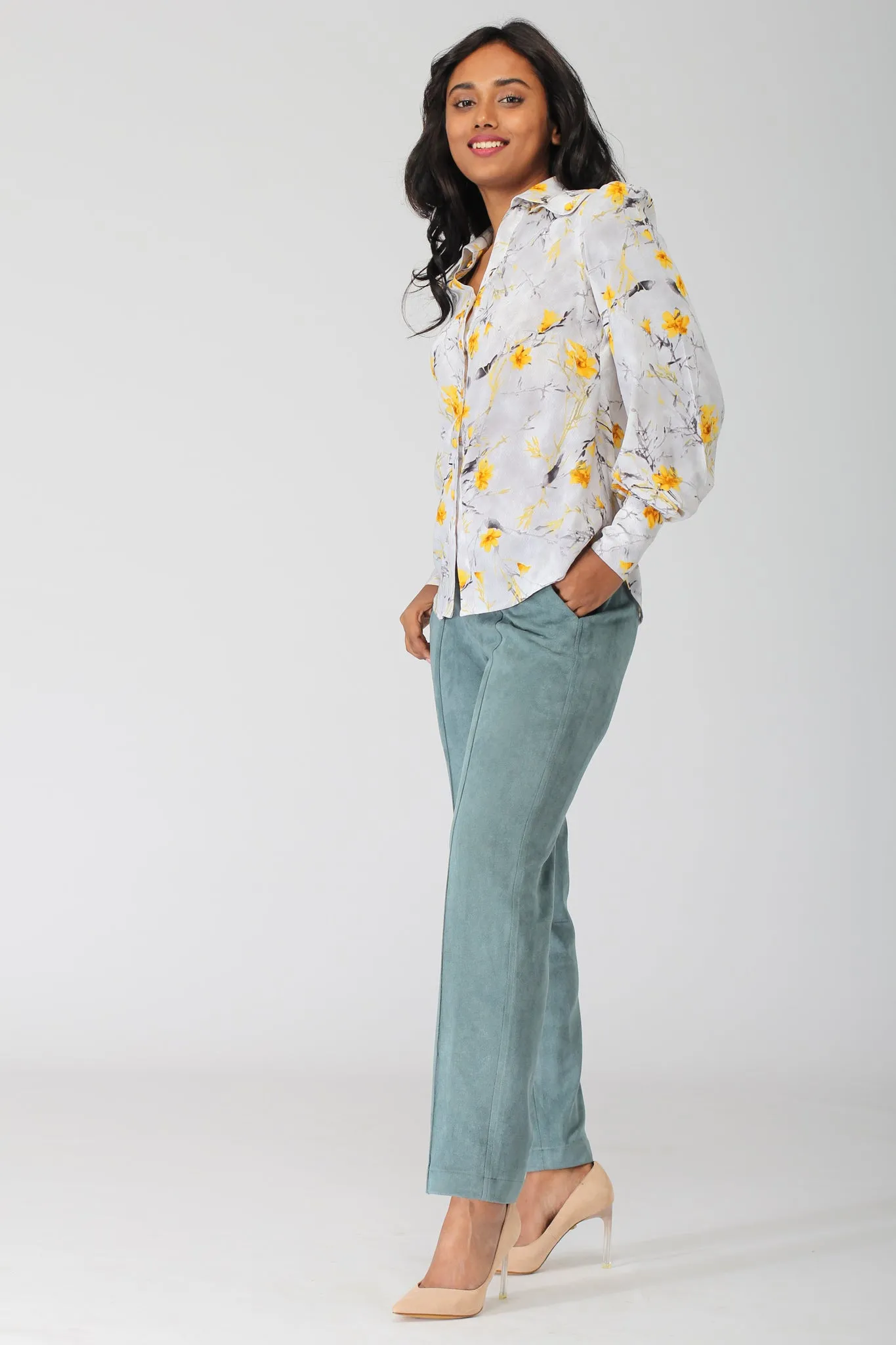 Oslo Dark Green Stretch Pants with jogger waistband