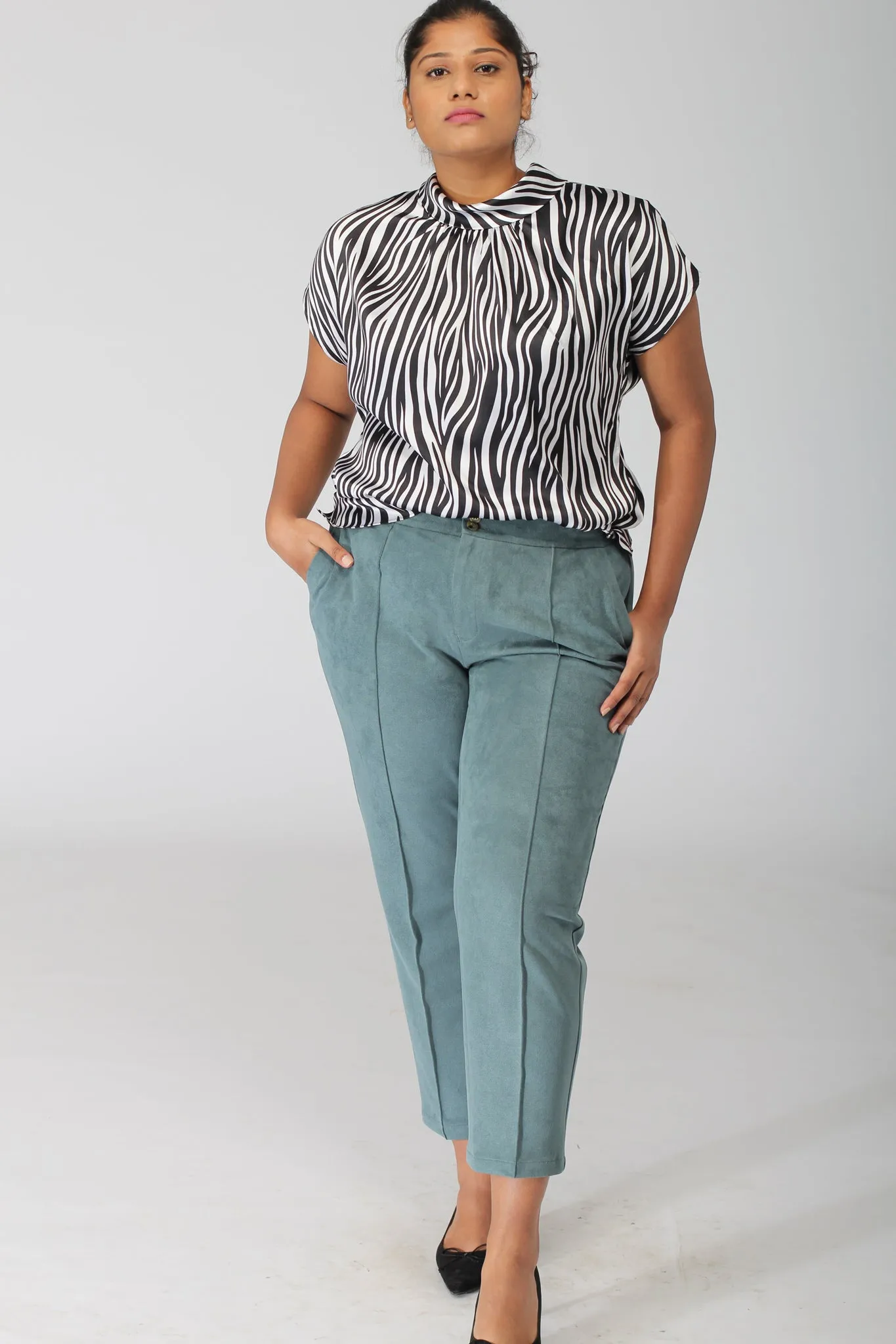 Oslo Dark Green Stretch Pants with jogger waistband