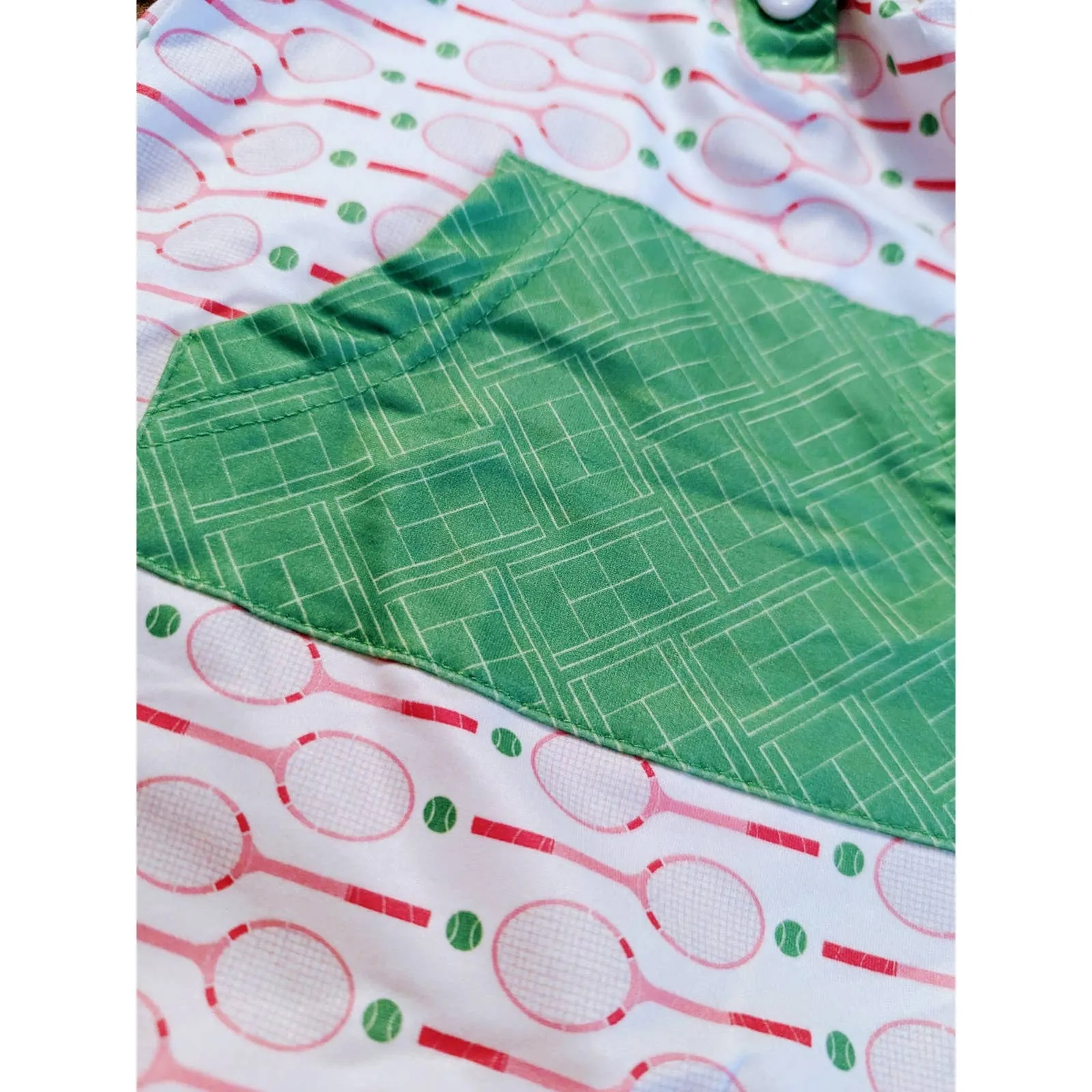 PETE   LUCY Terrific Tennis Green Red Infant Romper 6-9 months