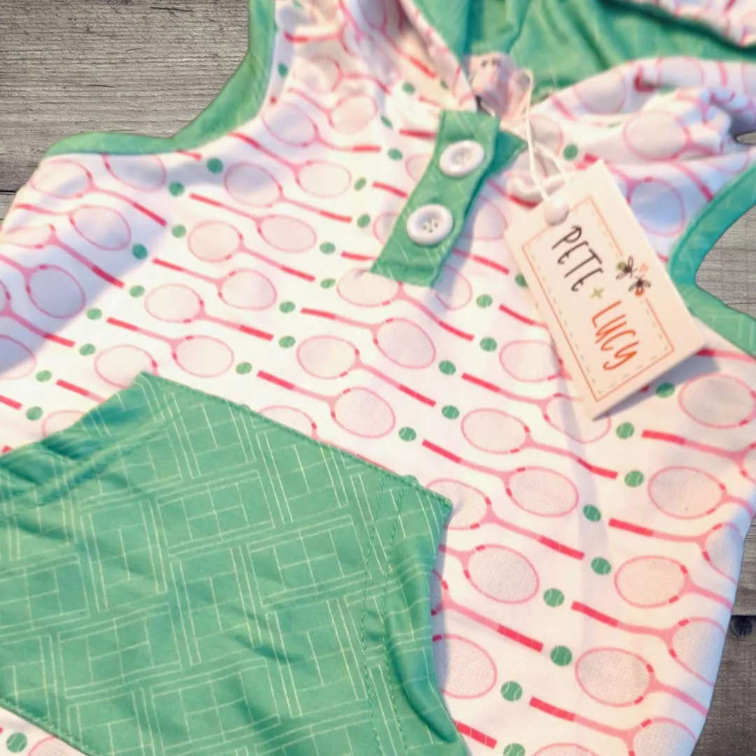 PETE   LUCY Terrific Tennis Green Red Infant Romper 6-9 months