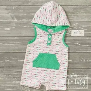 PETE   LUCY Terrific Tennis Green Red Infant Romper 6-9 months
