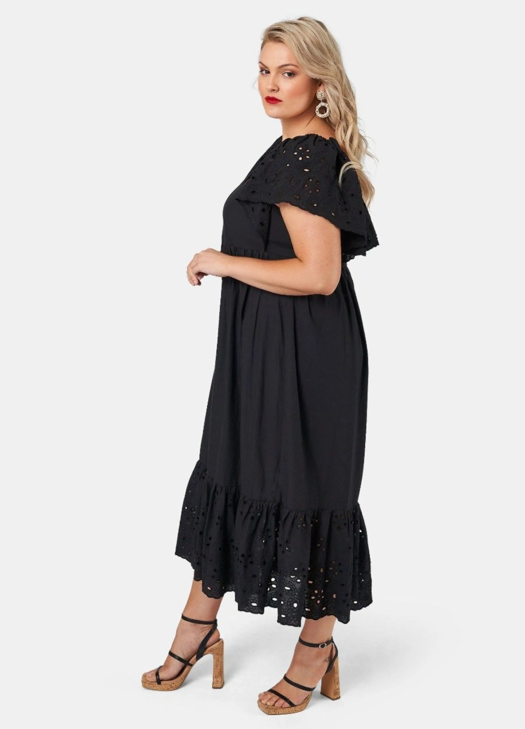 Pink Dusk - Short Sleeve Girlz Broderie Maxi Dress