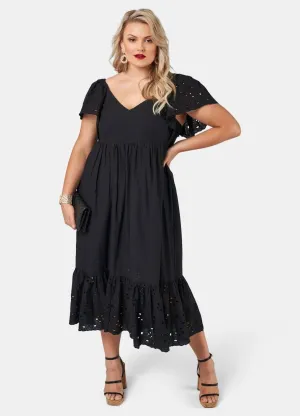 Pink Dusk - Short Sleeve Girlz Broderie Maxi Dress