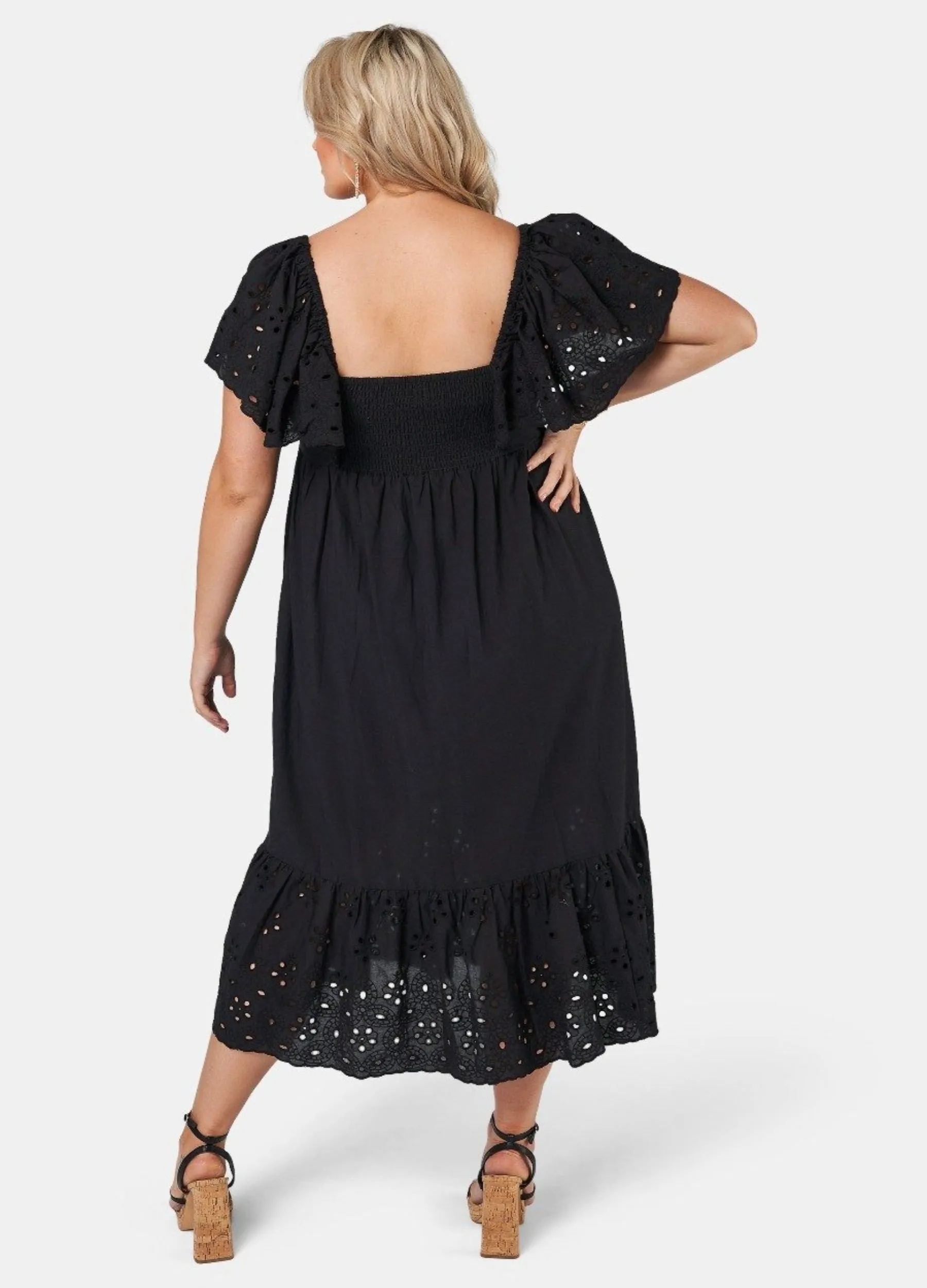 Pink Dusk - Short Sleeve Girlz Broderie Maxi Dress
