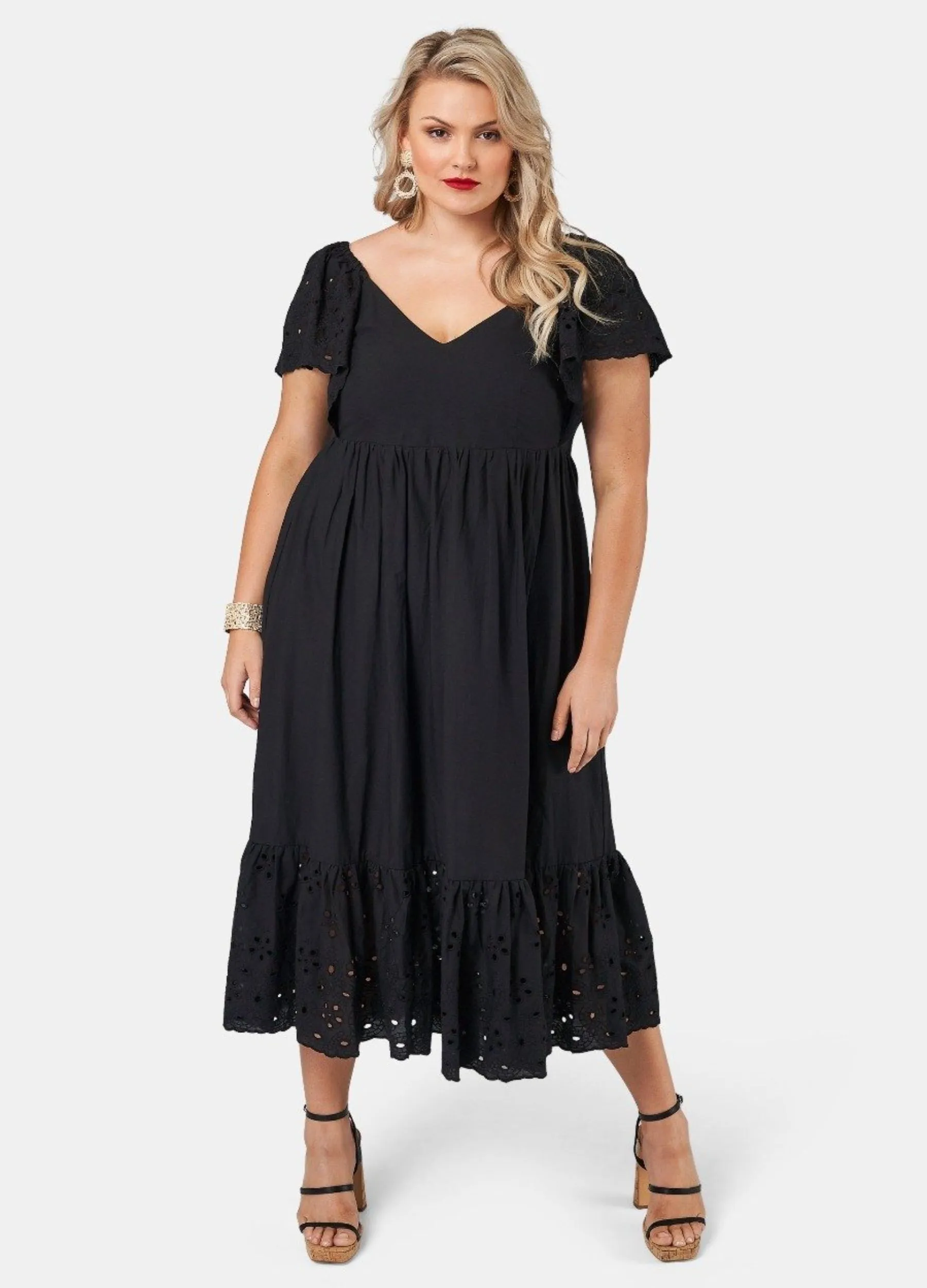 Pink Dusk - Short Sleeve Girlz Broderie Maxi Dress