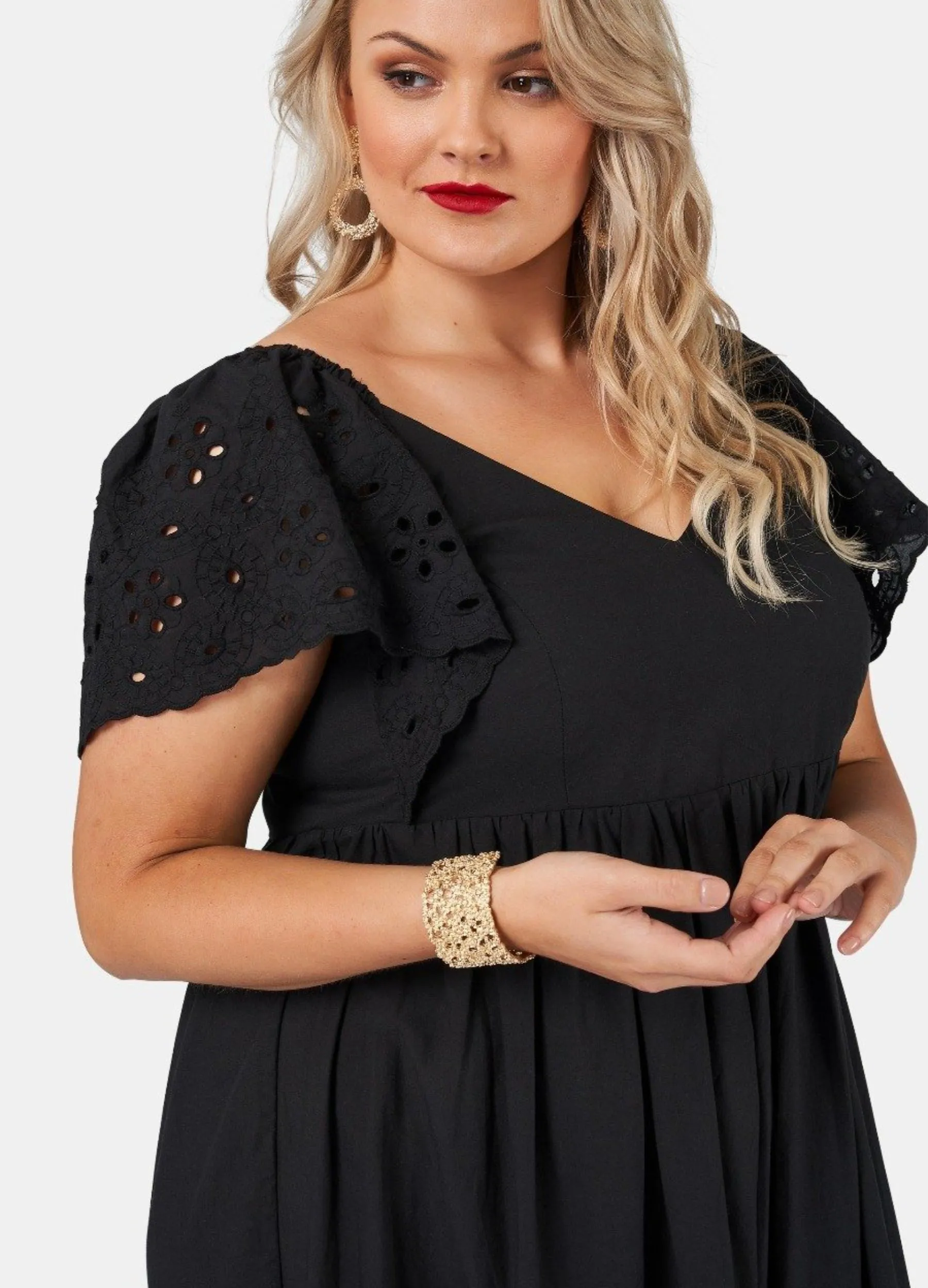 Pink Dusk - Short Sleeve Girlz Broderie Maxi Dress