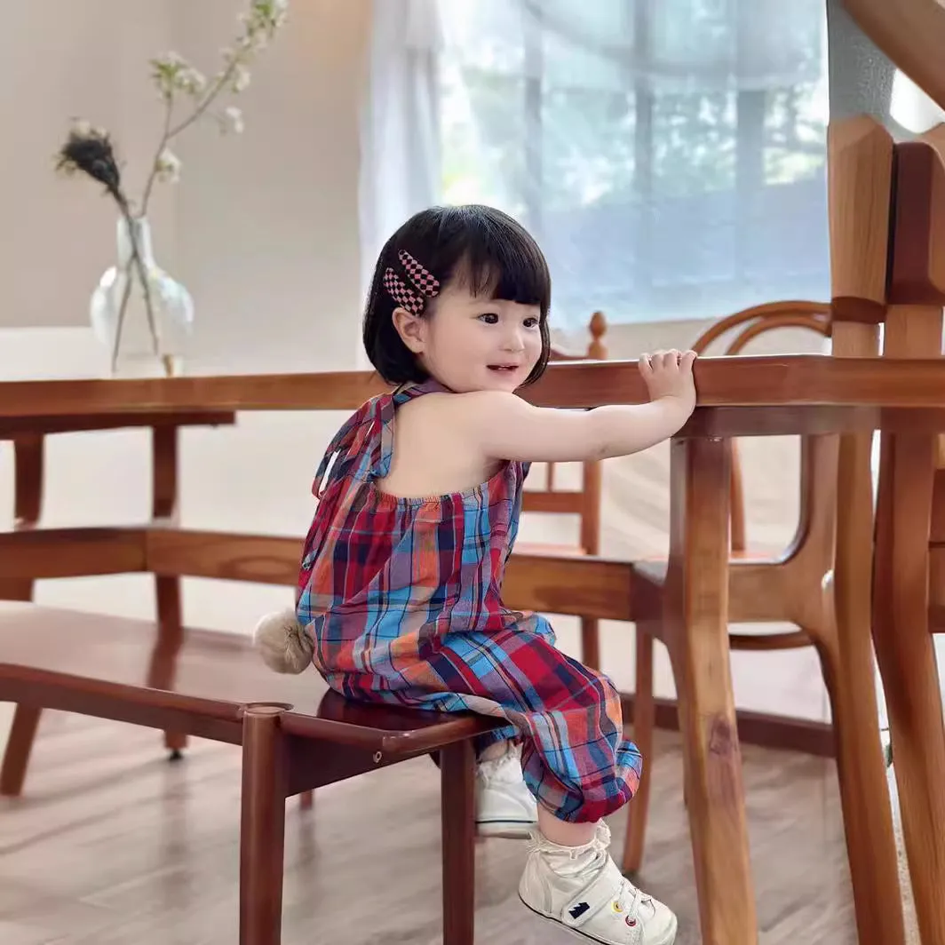 Plaid Jumpsuit Bunny Tail Overalls