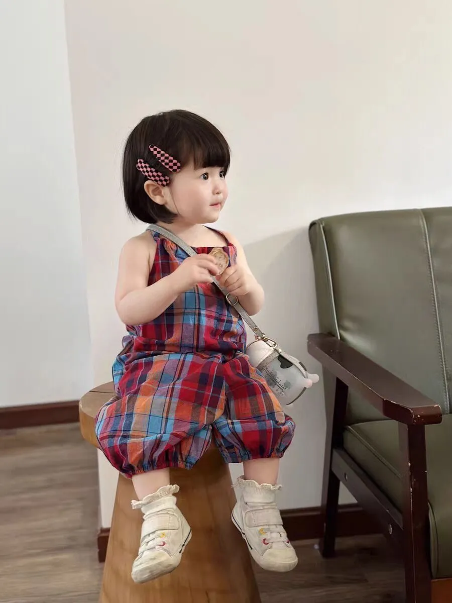 Plaid Jumpsuit Bunny Tail Overalls