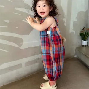 Plaid Jumpsuit Bunny Tail Overalls