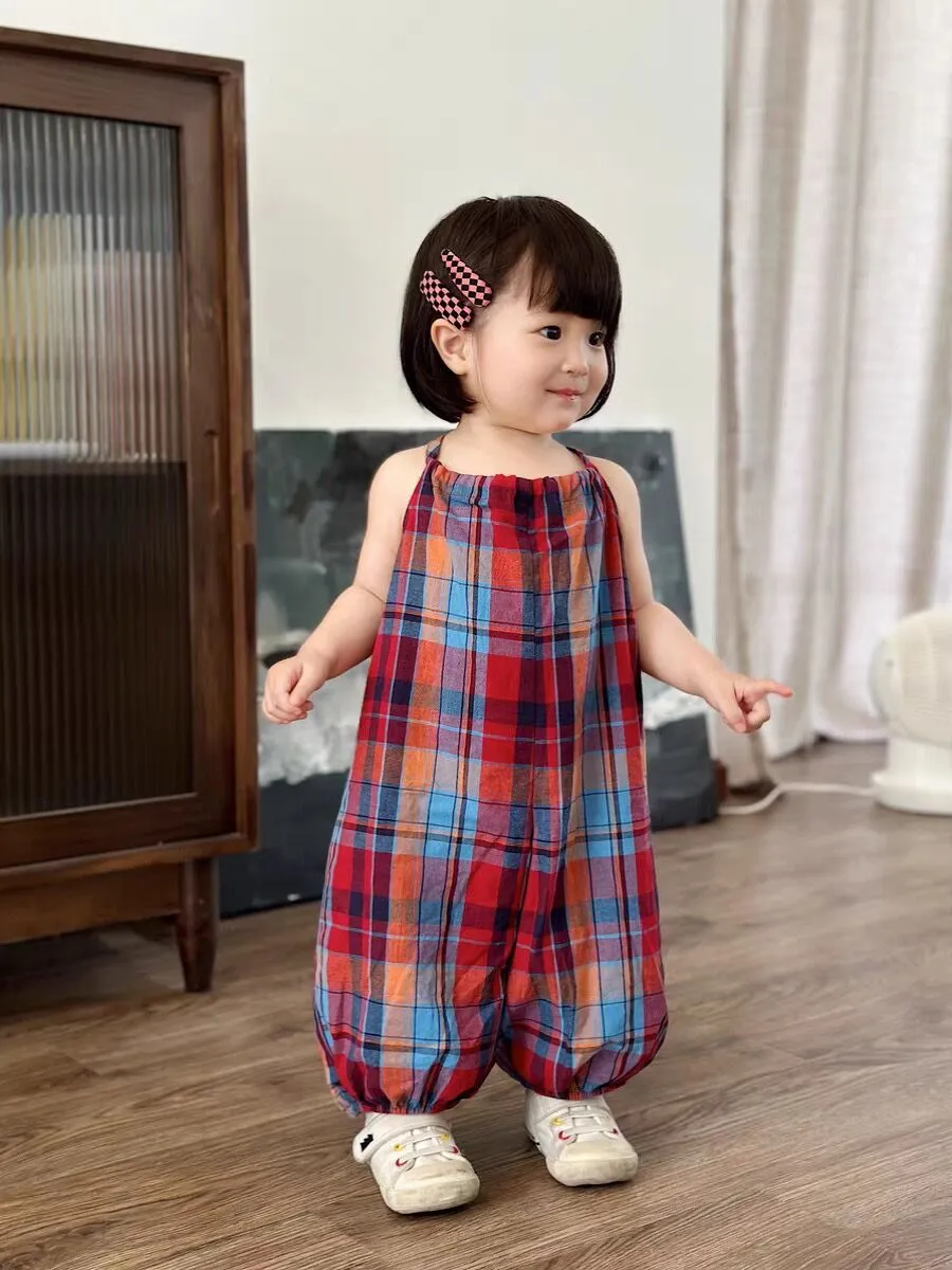 Plaid Jumpsuit Bunny Tail Overalls