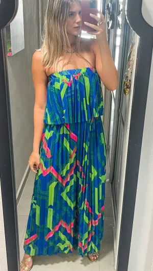PLEATED STRAPLESS JUMPSUIT