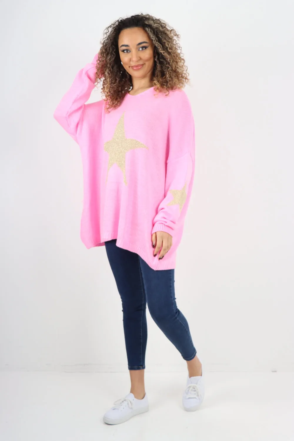 Plus Size Glitter Star Knitted Jumper