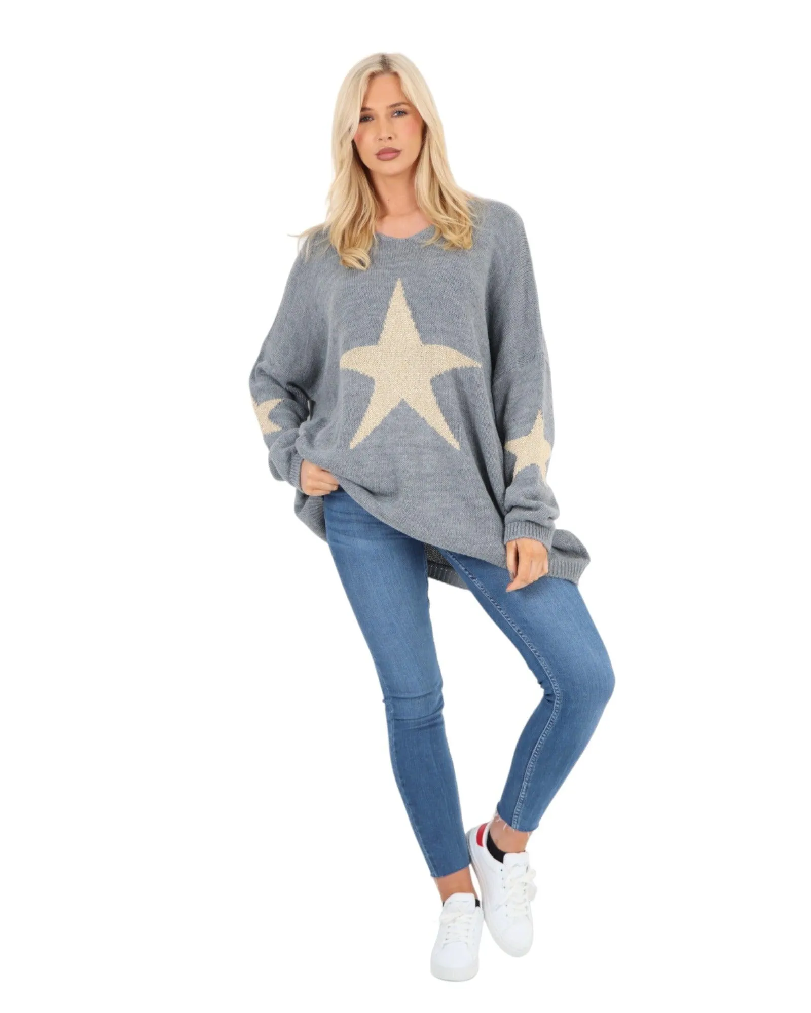 Plus Size Glitter Star Knitted Jumper