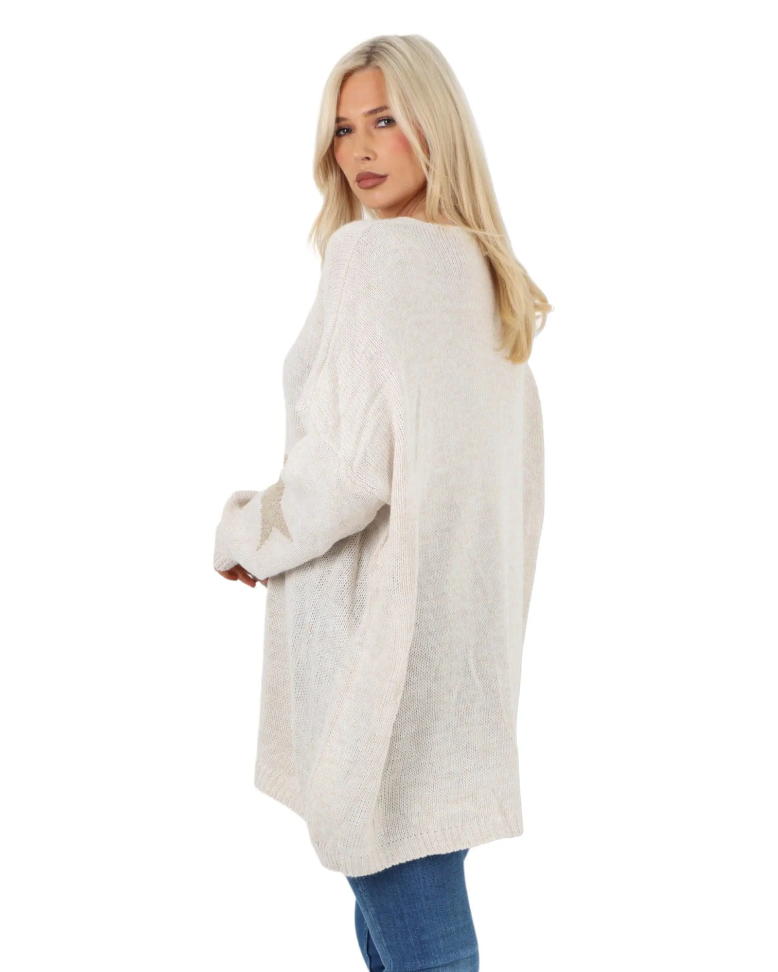 Plus Size Glitter Star Knitted Jumper