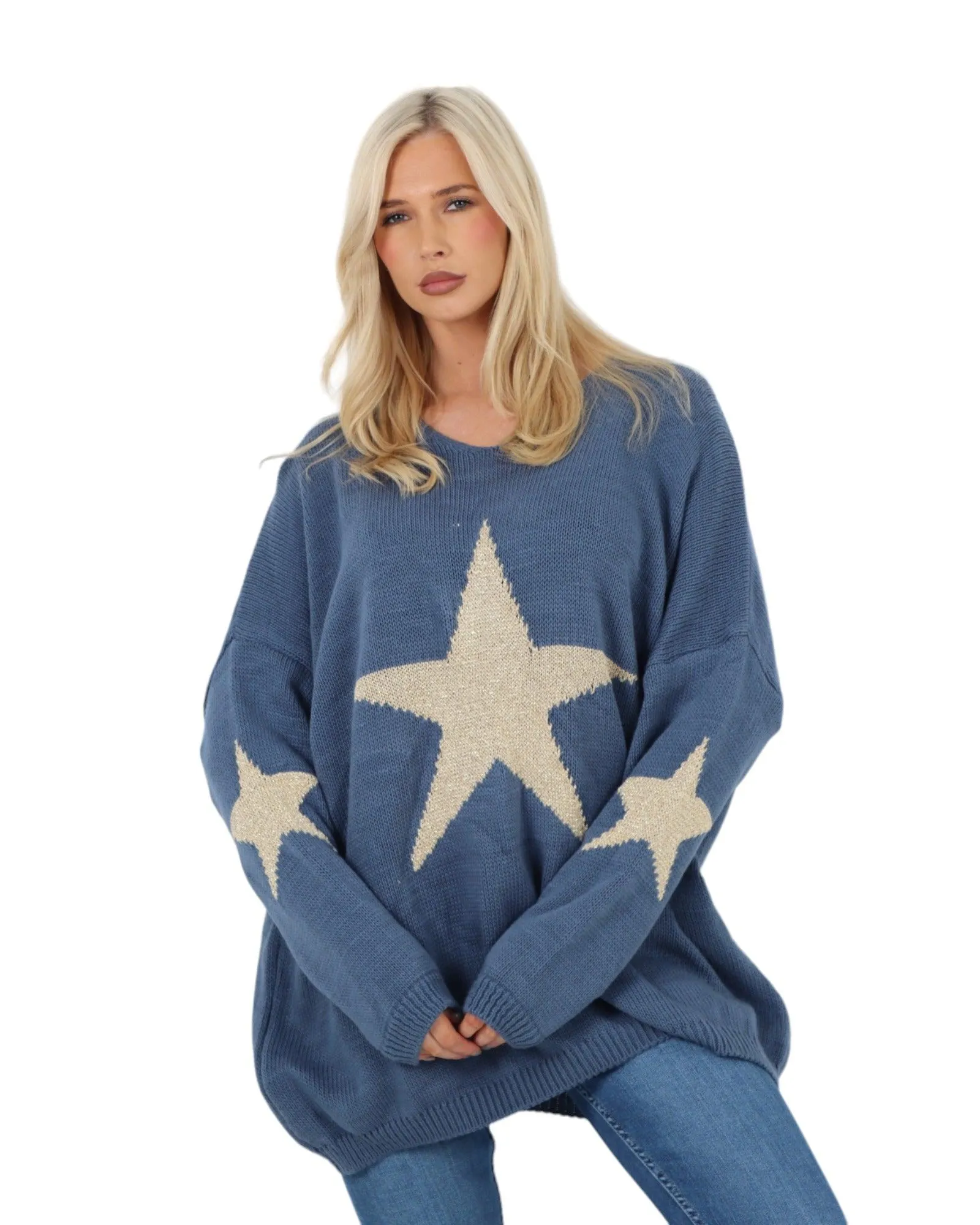 Plus Size Glitter Star Knitted Jumper