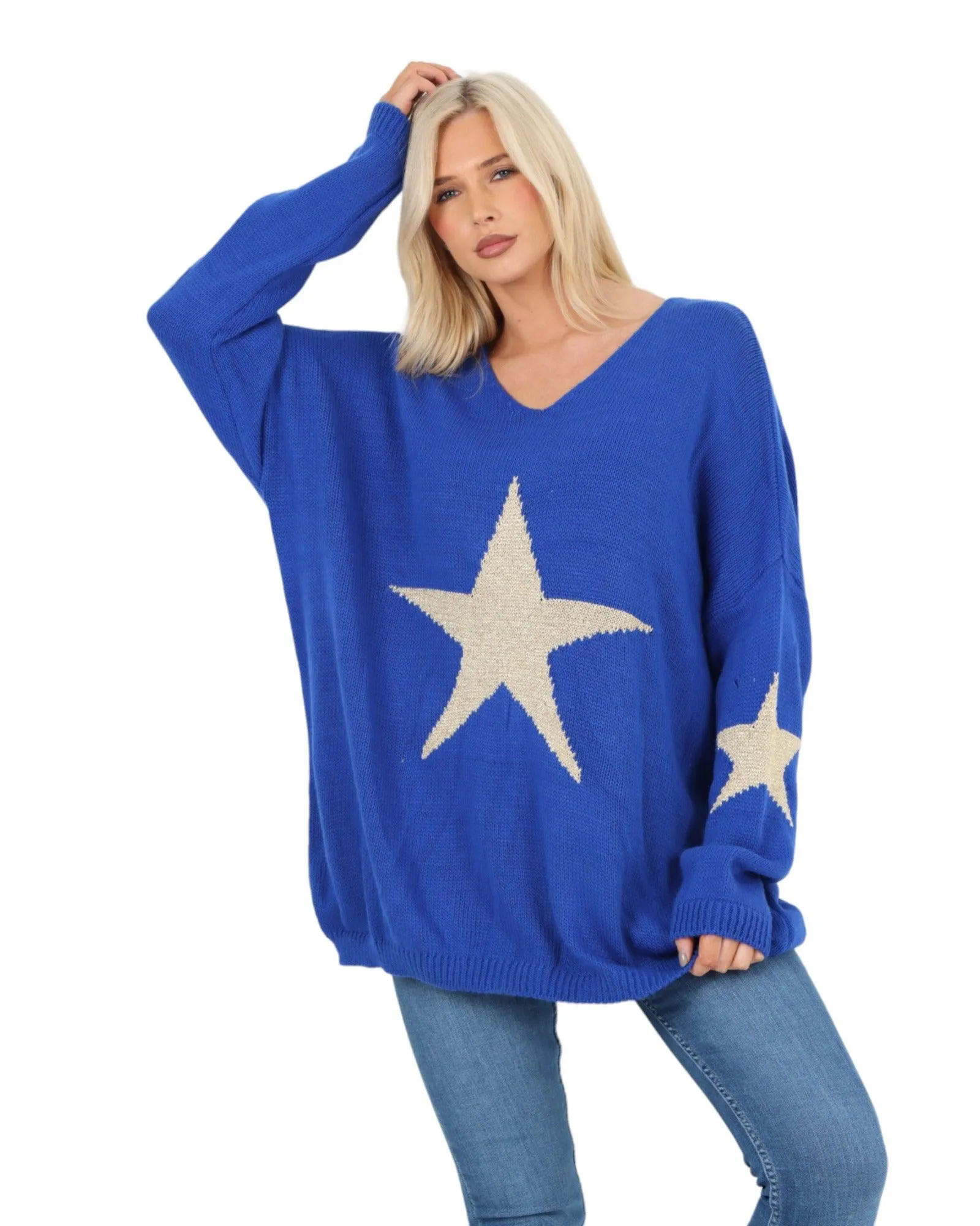 Plus Size Glitter Star Knitted Jumper