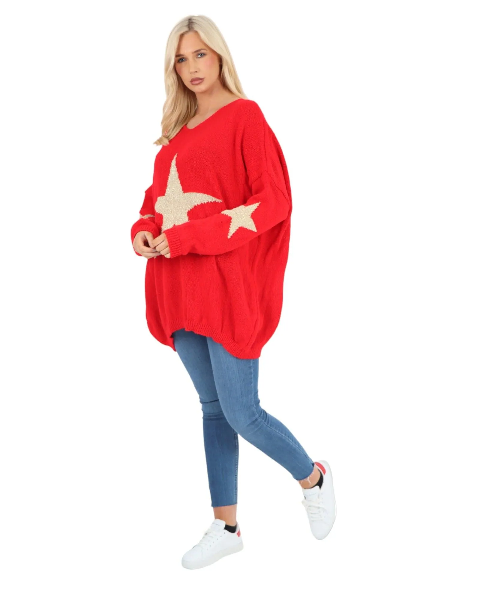 Plus Size Glitter Star Knitted Jumper