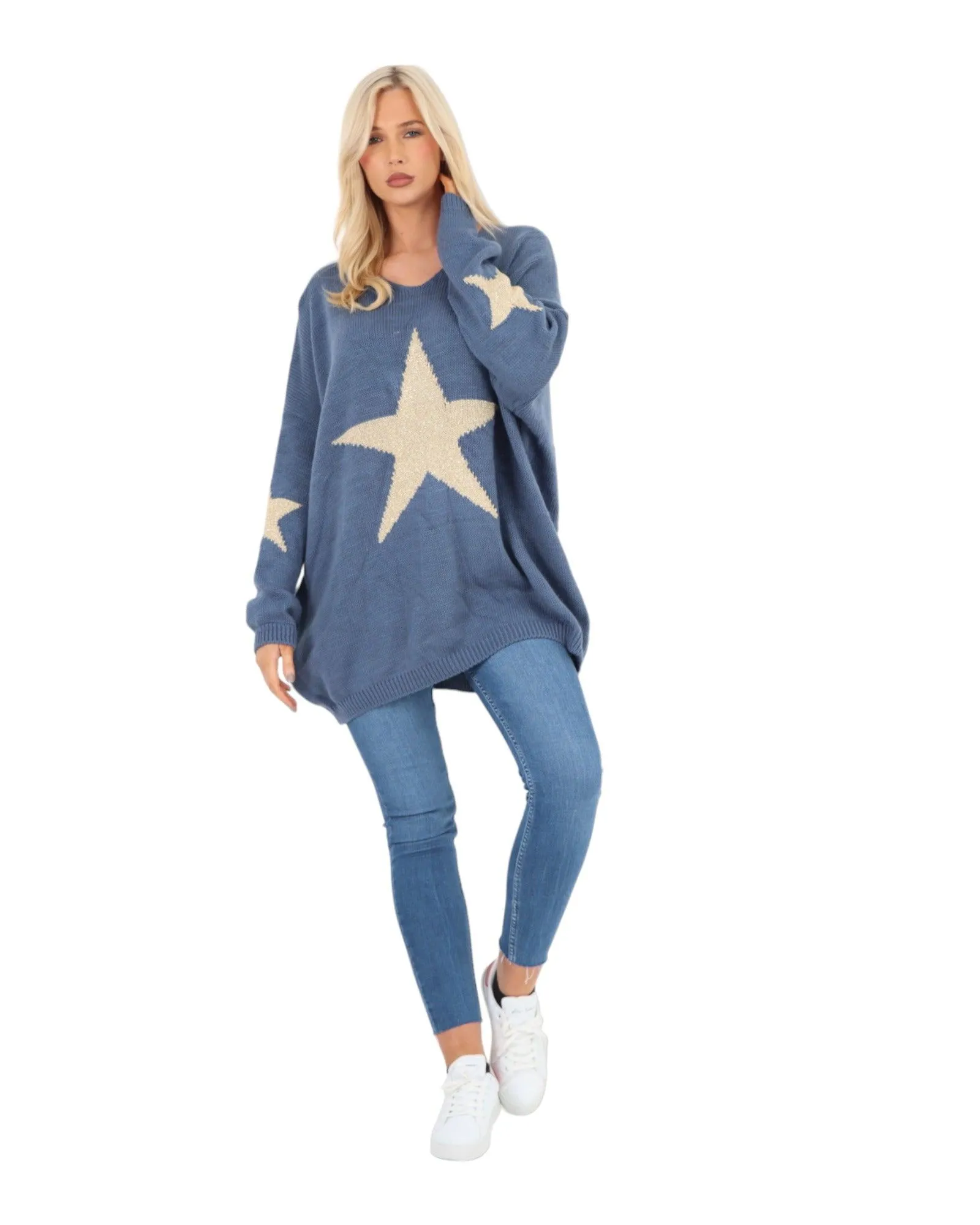 Plus Size Glitter Star Knitted Jumper