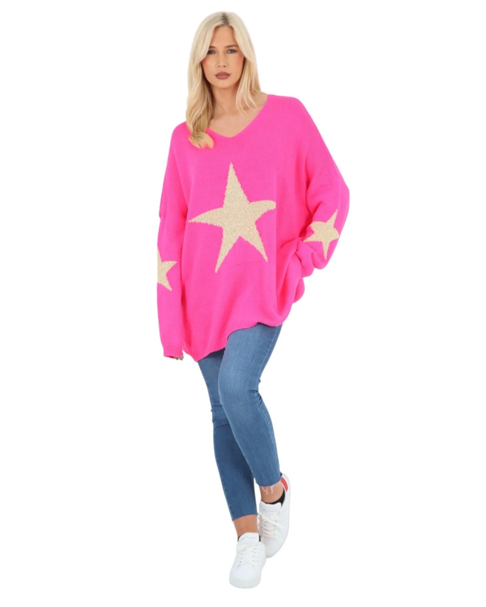 Plus Size Glitter Star Knitted Jumper