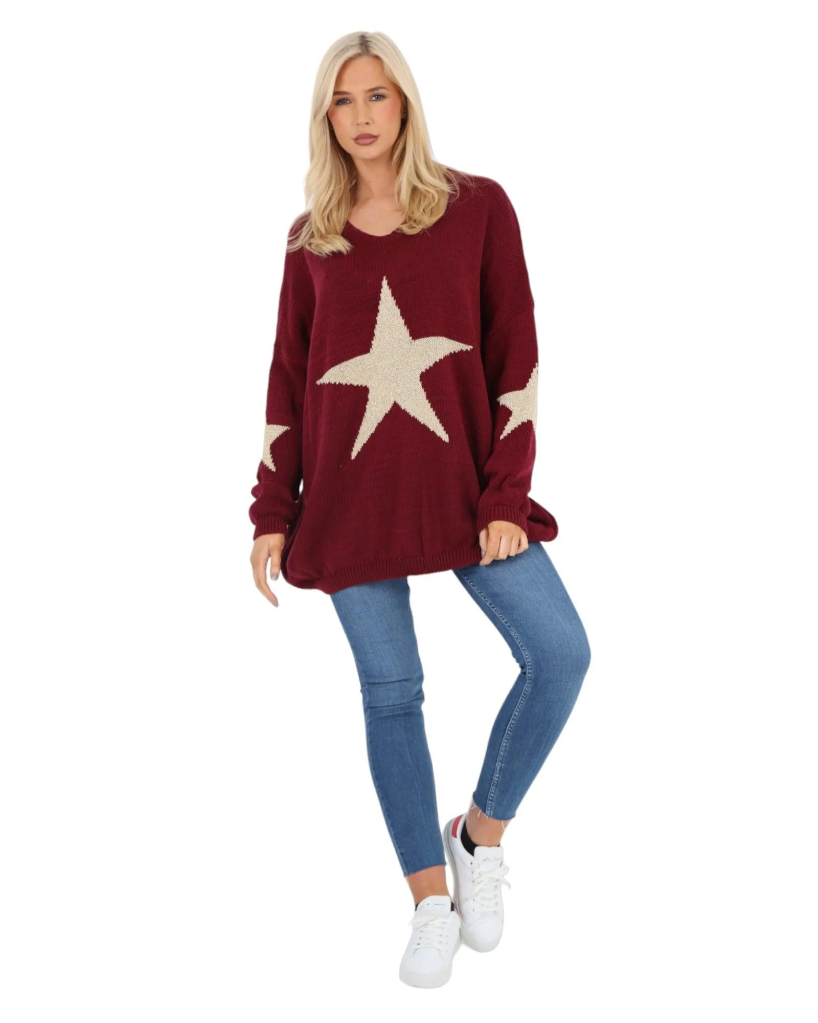 Plus Size Glitter Star Knitted Jumper