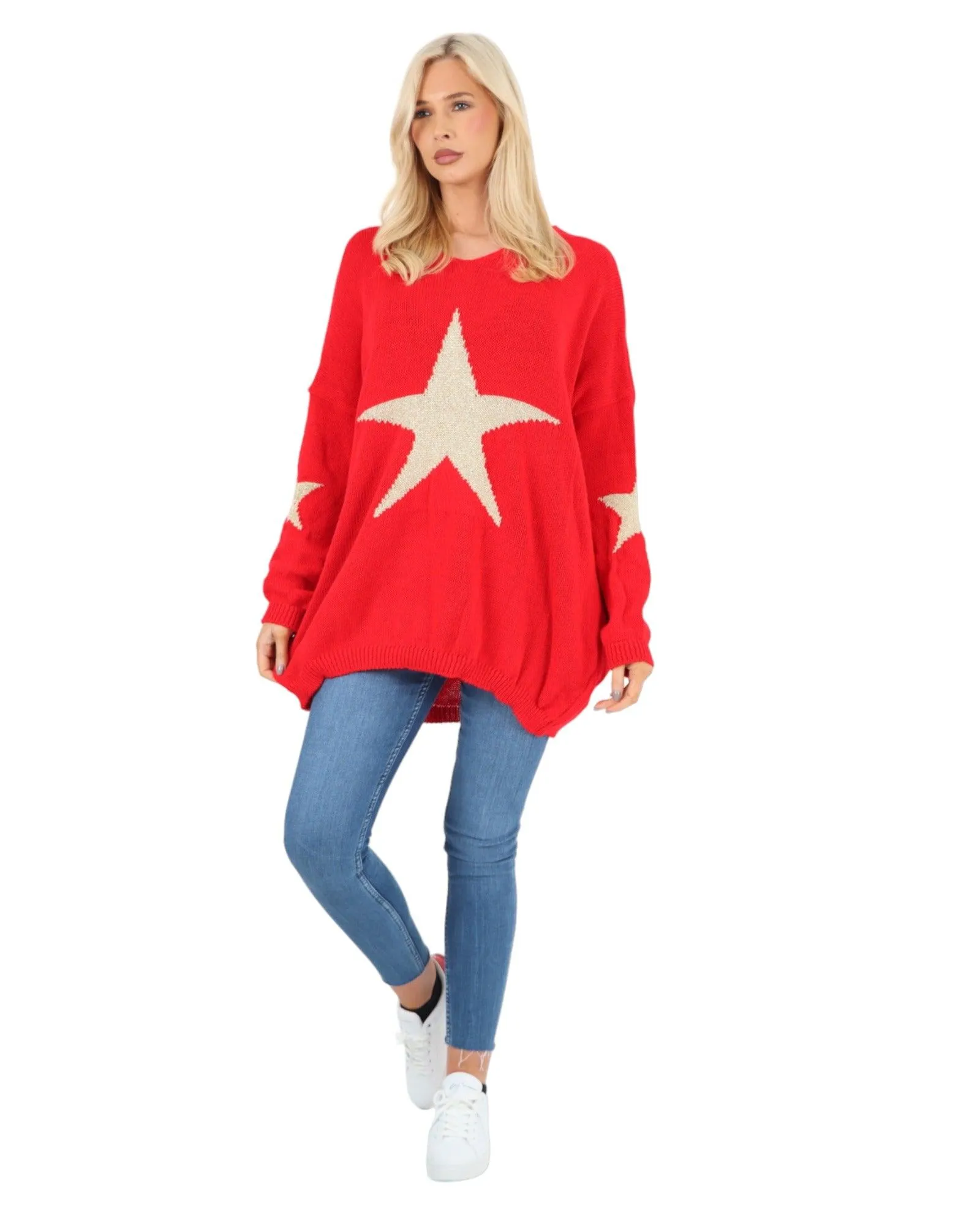 Plus Size Glitter Star Knitted Jumper