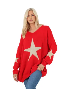 Plus Size Glitter Star Knitted Jumper