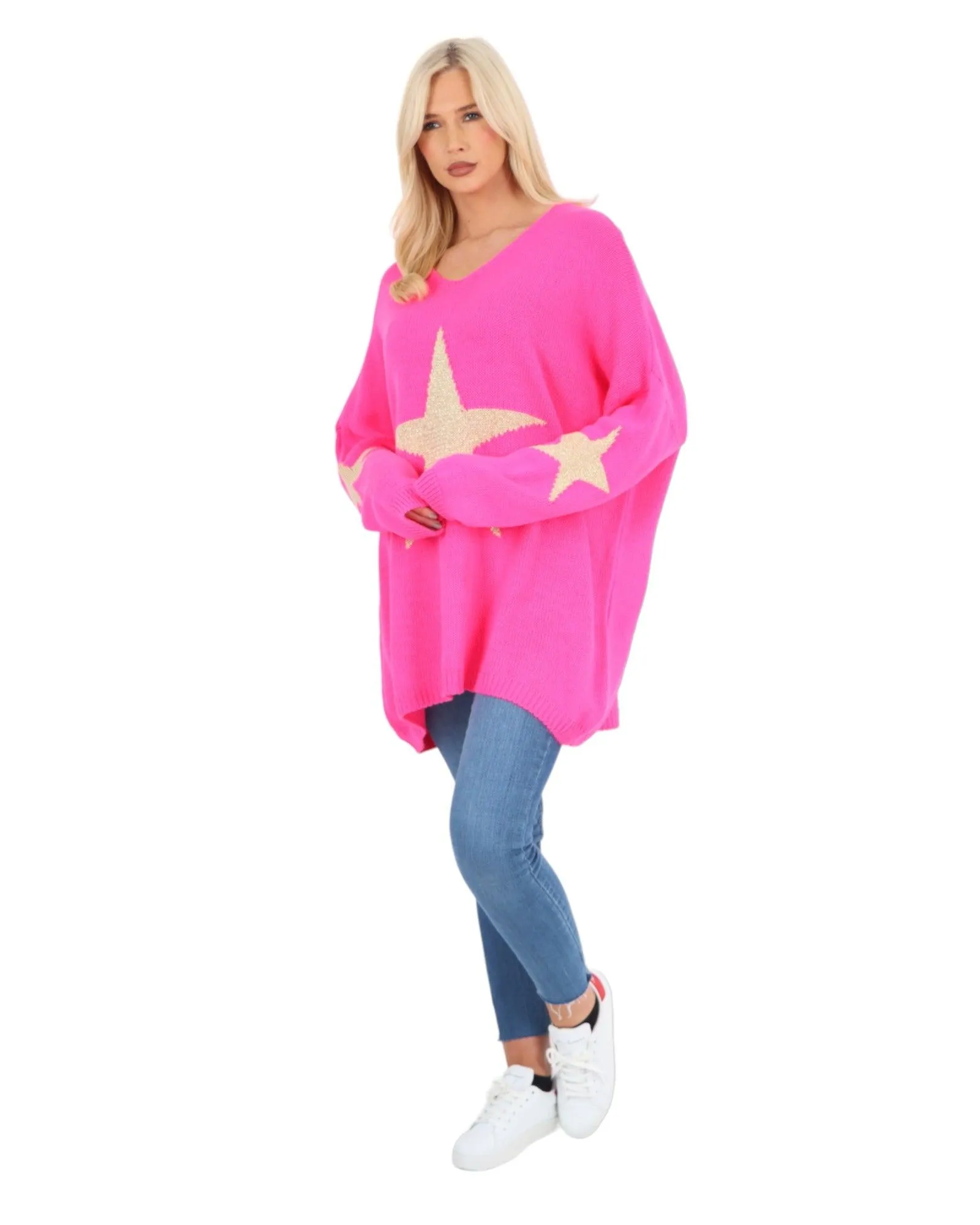 Plus Size Glitter Star Knitted Jumper