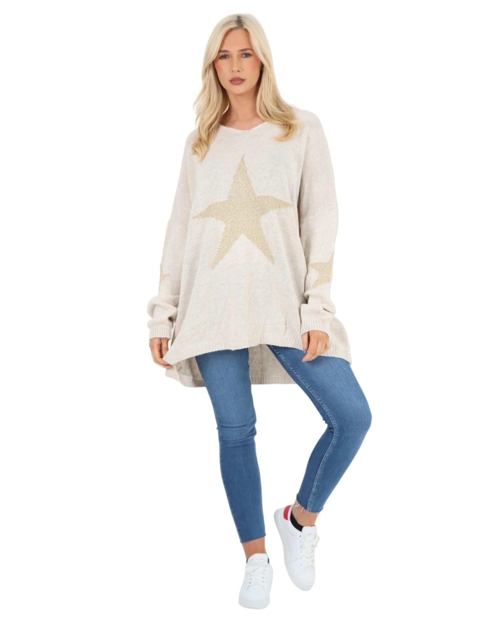 Plus Size Glitter Star Knitted Jumper