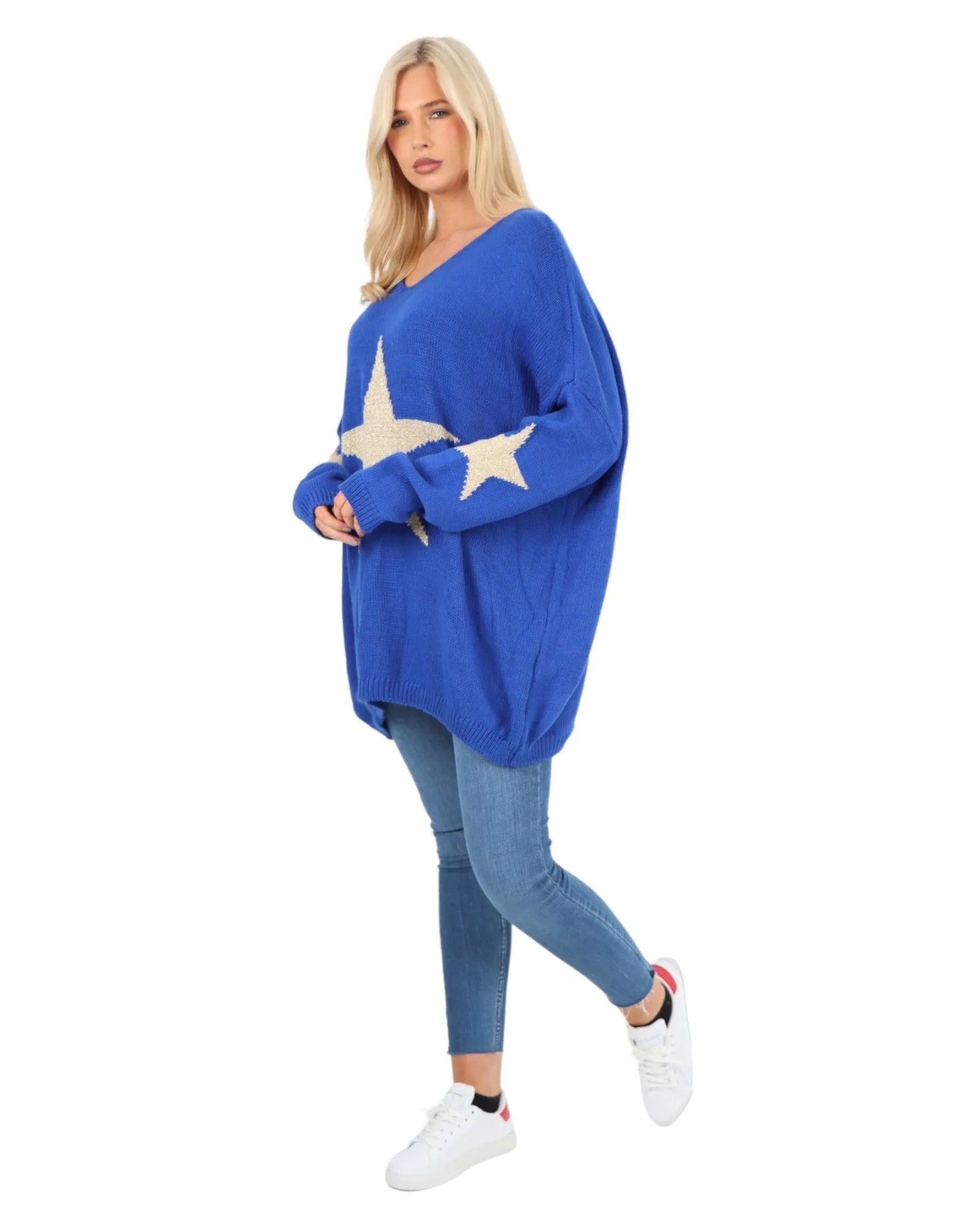 Plus Size Glitter Star Knitted Jumper
